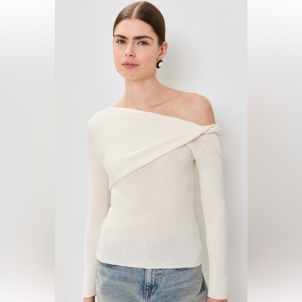 Reformation Lilou Regenerative Wool Sweater in Cream